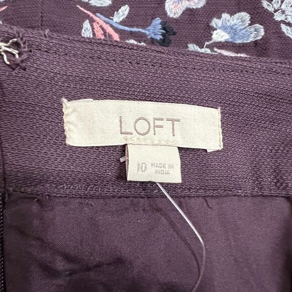 Loft Dark Plum Floral Embroidered Mini Skirt Sz 10 NWT - Picture 3 of 8